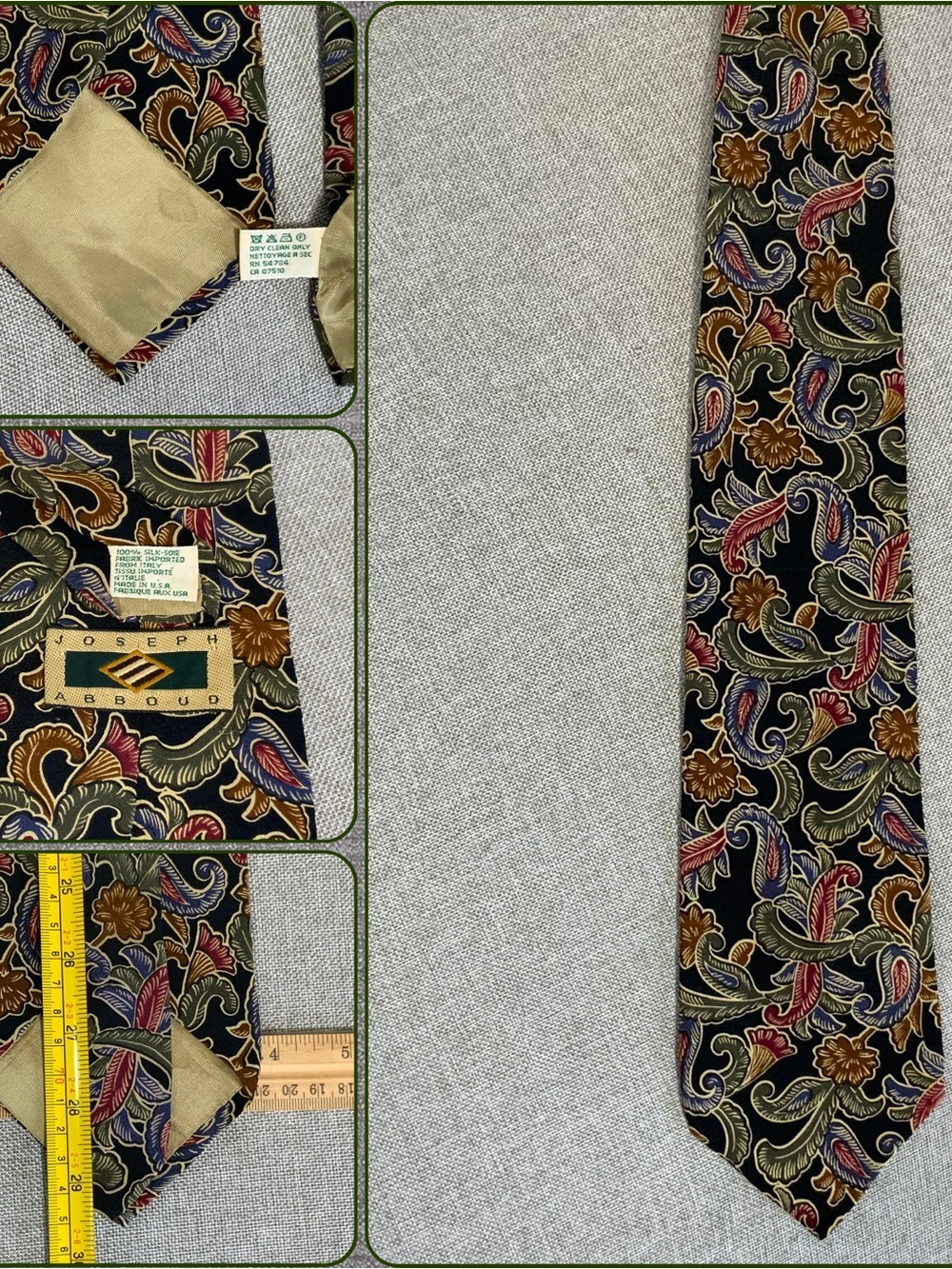 Joseph Abboud Silk Floral Scroll Wide Tie